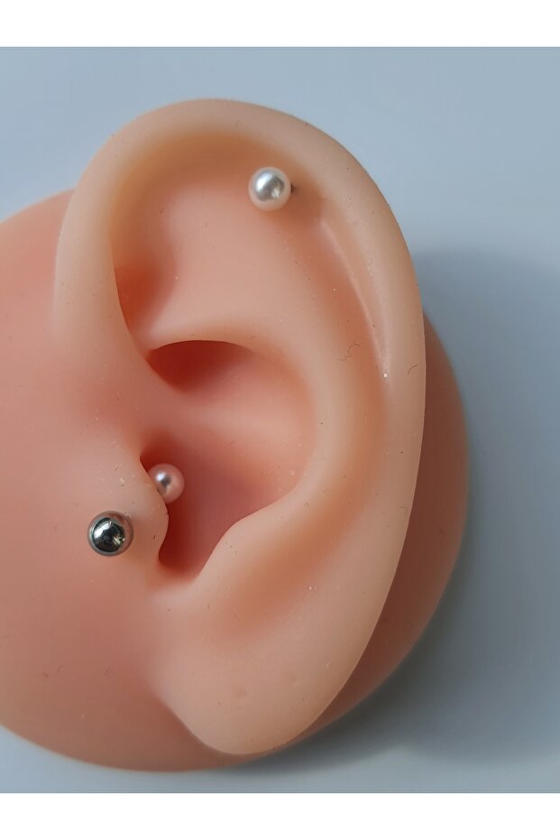 Çelik Inci Top Uçlu Tragus Helix Kıkırdak Piercing Tek Adet - 4