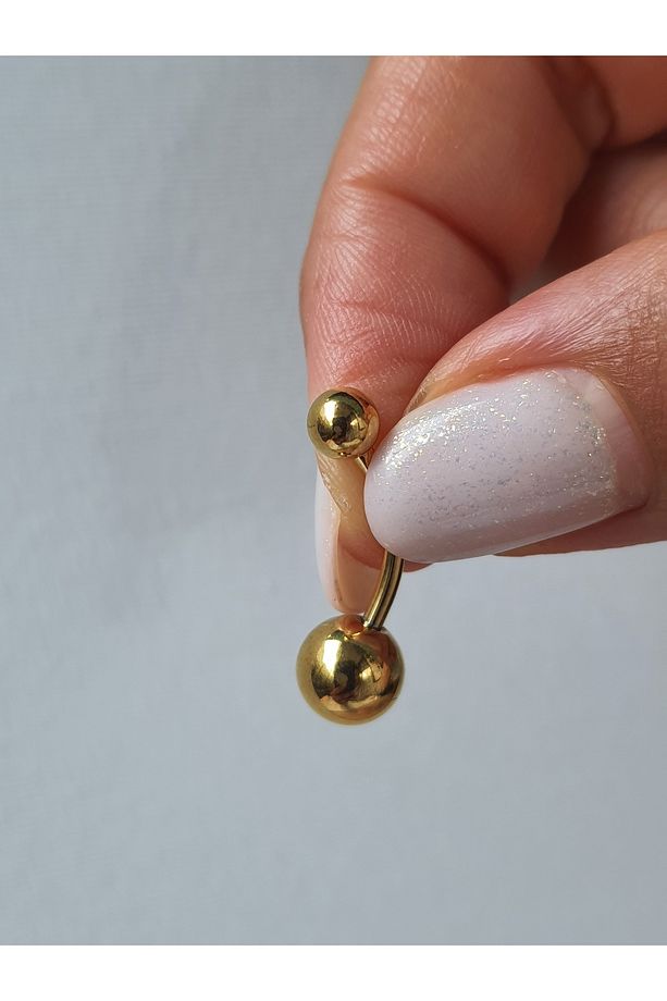 Düz Model Çelik  Göbek Piercing - 7