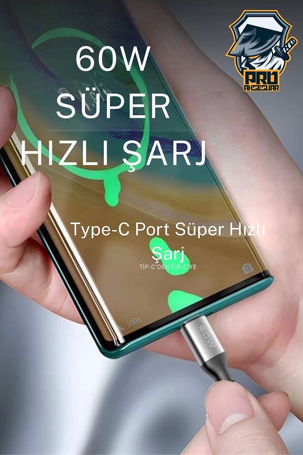 60W Type-C Süper Fast PD Şarj Kablosu 3in1 iPhone Samsung Xiaomi Hızlı Şarj Data USB Kablo Kopmayan - 7