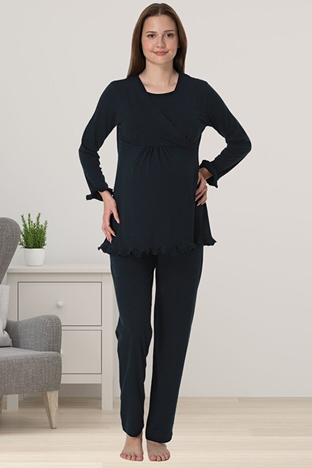 Effortt Navy Blue Maternity Pajama Set