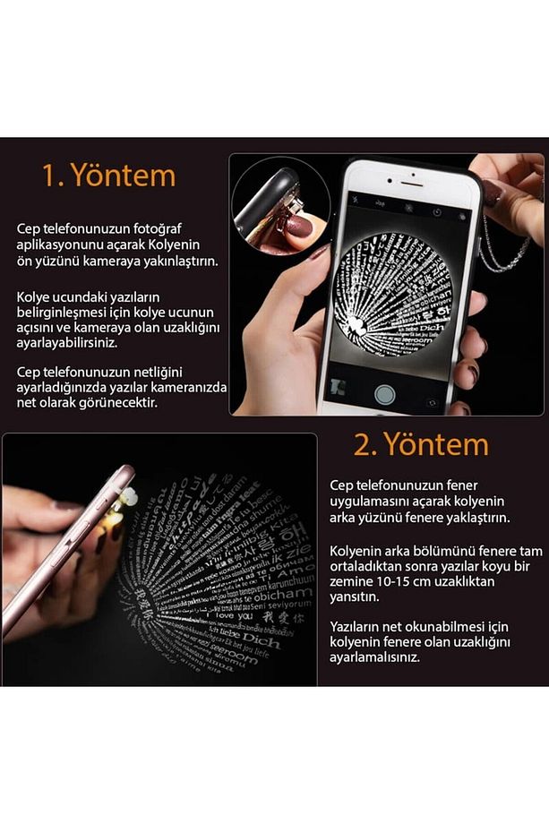 Işıklı Kutuda 100 Dilde Seni Seviyorum Yazan Kalp Kolye | 925 Ayar Gümüş Kolye - 2