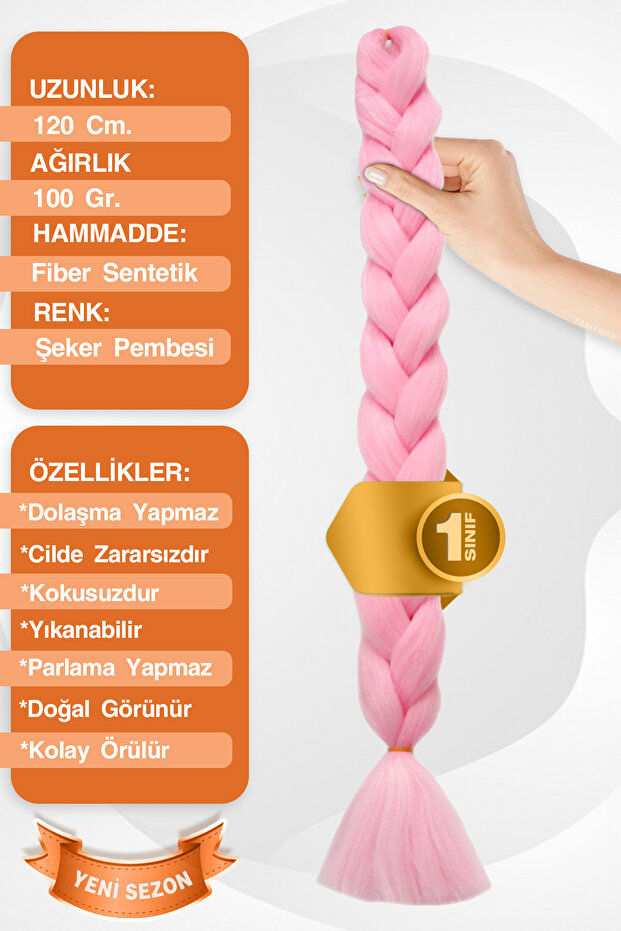 Afrika Örgüsü Rasta Ve Box Braid için Sentetik Saç - Pembe - 8