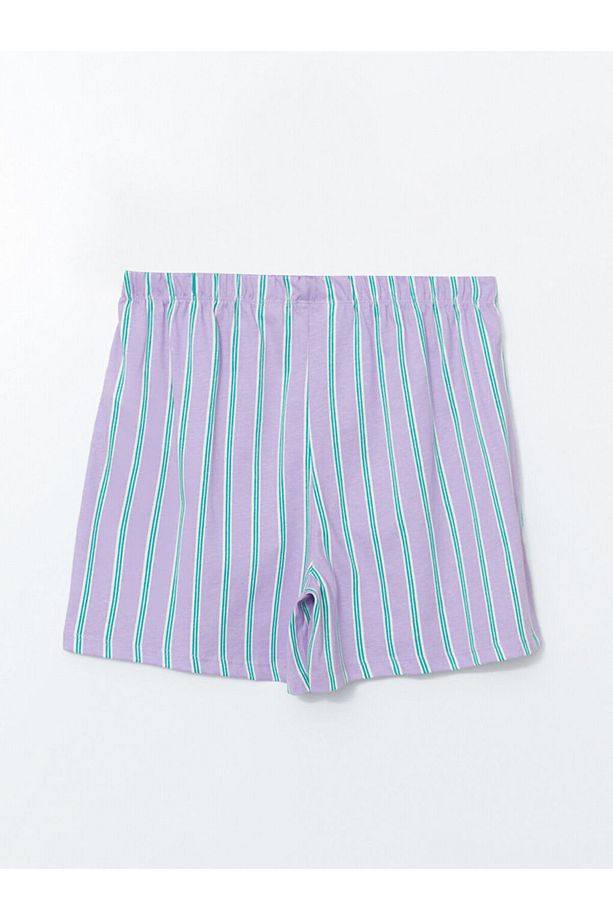 LCW DREAM Bisiklet Yaka Nakışlı Kadın Şortlu Pijama Takımı - 5