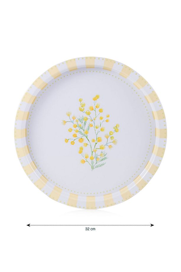 Sari Çiçek Baskılı Tepsi 32 cm - 4