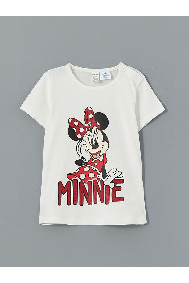 LCW baby Ekru Minnie Mouse Baskılı Kız Bebek Şortlu Pijama Takımı - 2