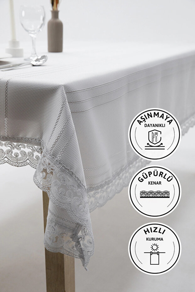 Defne Stain-Proof Tablecloth 160X220 - Gray