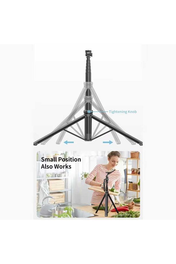 205 cm Profesyonel Selfie Çubuğu Bluetooth Kumandalı Taşınabilir 360° Dönen Sağlam Tripod - 6