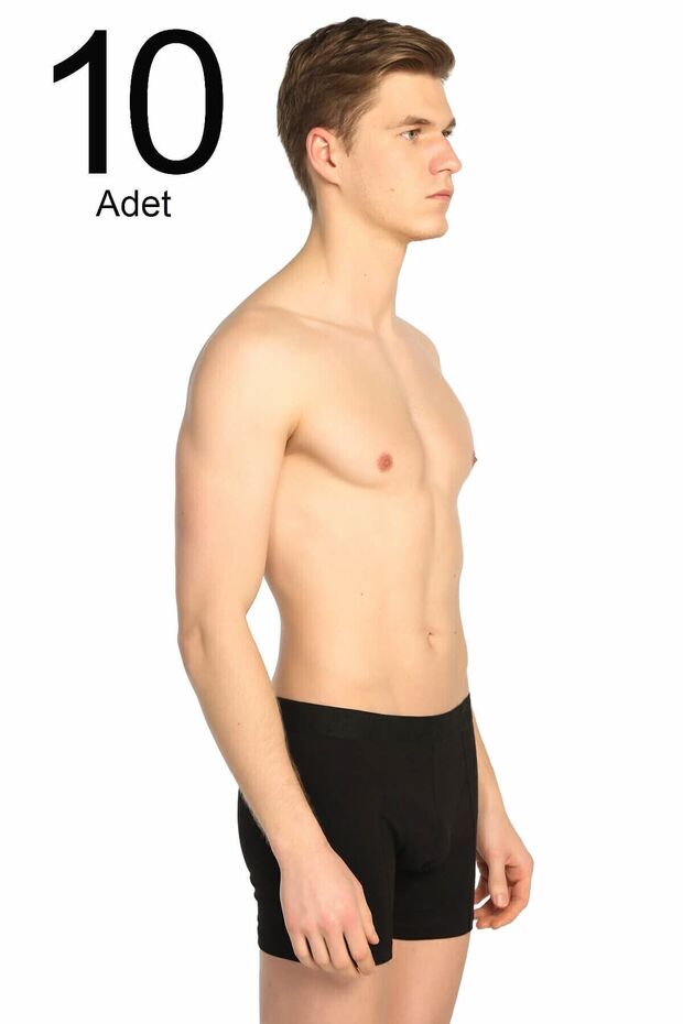 Tutku Men Black 10'Lu Package Lycra Boxer Elf568T0114Ccm10