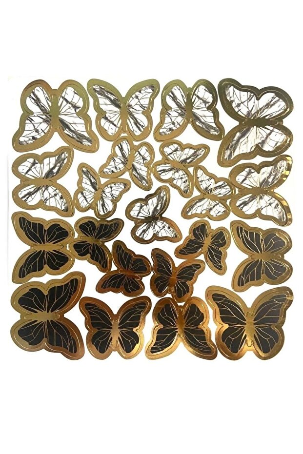 Black Gold Leaf Butterfly Cake Decor Ornament 42 Pieces