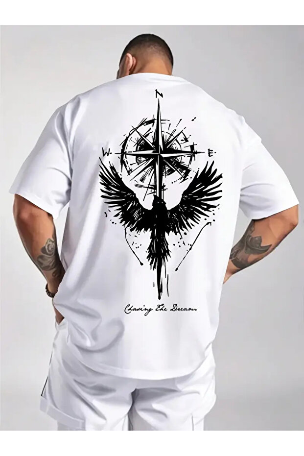 Eagle and Compass Pattern Summer Comfortable T-Shirt for Men