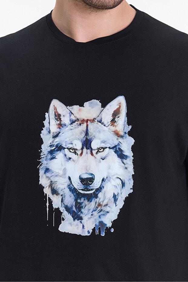 تي شيرت كبير الحجم بطبعة الذئب - 8