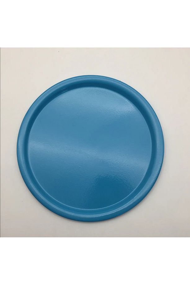 Mavi Yuvarlak Tepsi, Tek Kişilik Çay ve Kahve İkramlık Servis Sunum Tepsisi 25cm, Çeyizlik - 1