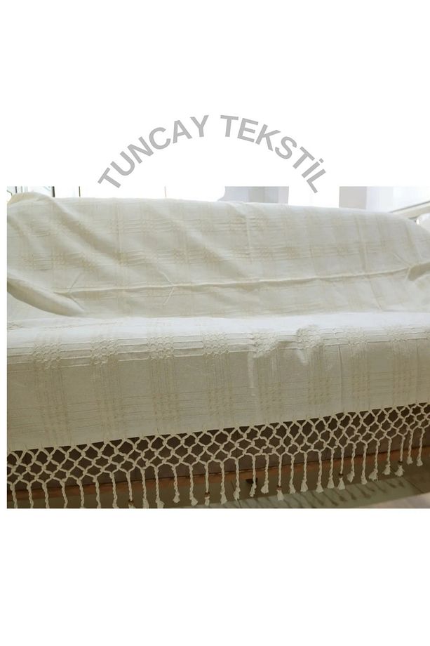 el yapımı 5 li örme saçaklı 4 tarak kalın kumaş koltuk örtüsü - 1