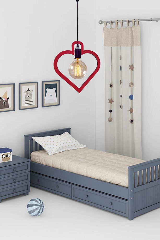 Kalp Tekli Modern Ahşap Avize Sarkıt Modern Rustik Dekoratif Retro Tavan Lambası - 3
