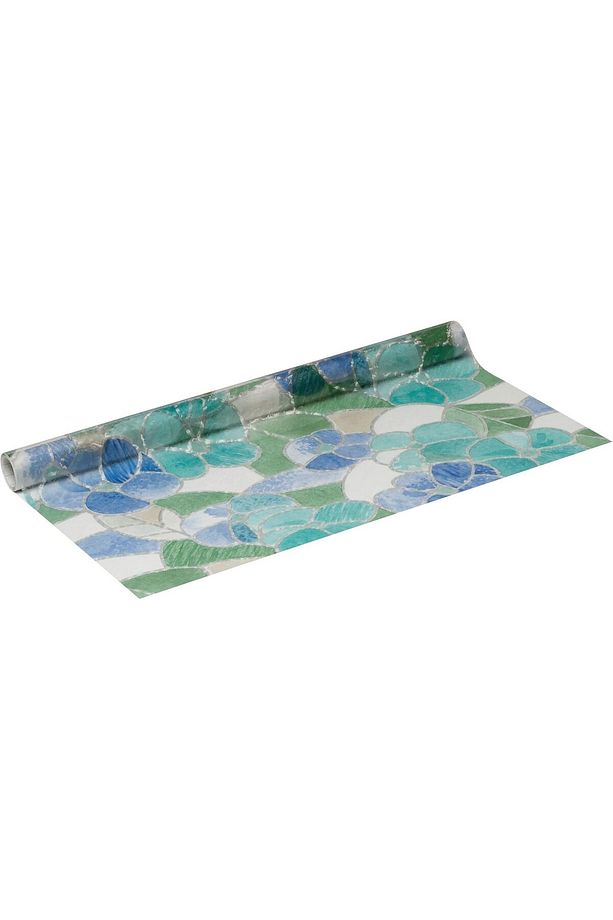 176-0213 Mavi Çiçekli Kendinden Yapışkanlı Cam Vitray Folyo (45 cm x 1 mt) - 3