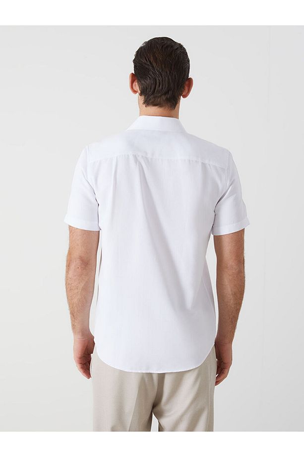LCWAIKIKI Formal Regular Fit Kısa Kollu Armürlü Erkek Gömlek - 4