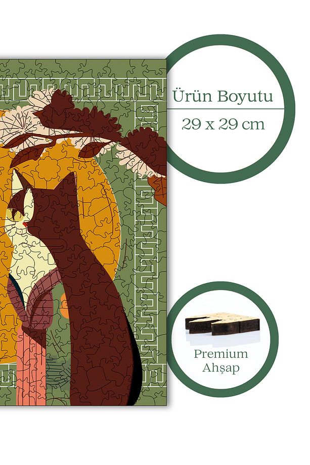 Ahşap Puzzle Kedilerin Dünyası Benzersiz Parçalı Yapboz 353 Parça 29x29 Cm S1-01 - 6