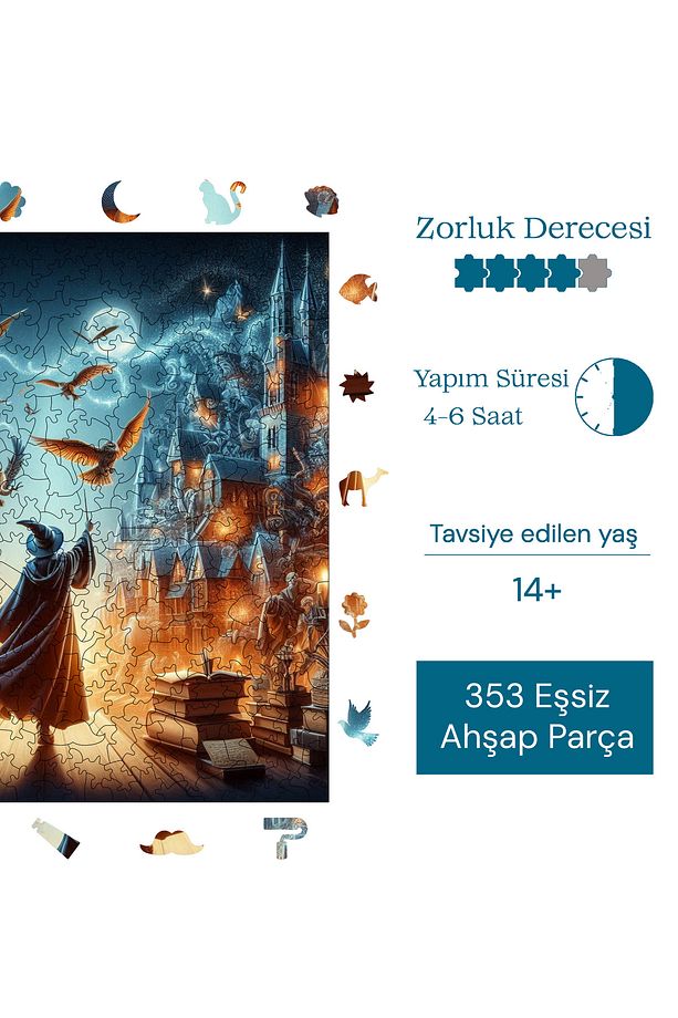 Harry Potter Macerası Ahşap Puzzle Yetişkin Benzersiz Parçalı Yapboz Puzzle Yapıştırıcılı S1-06 - 7
