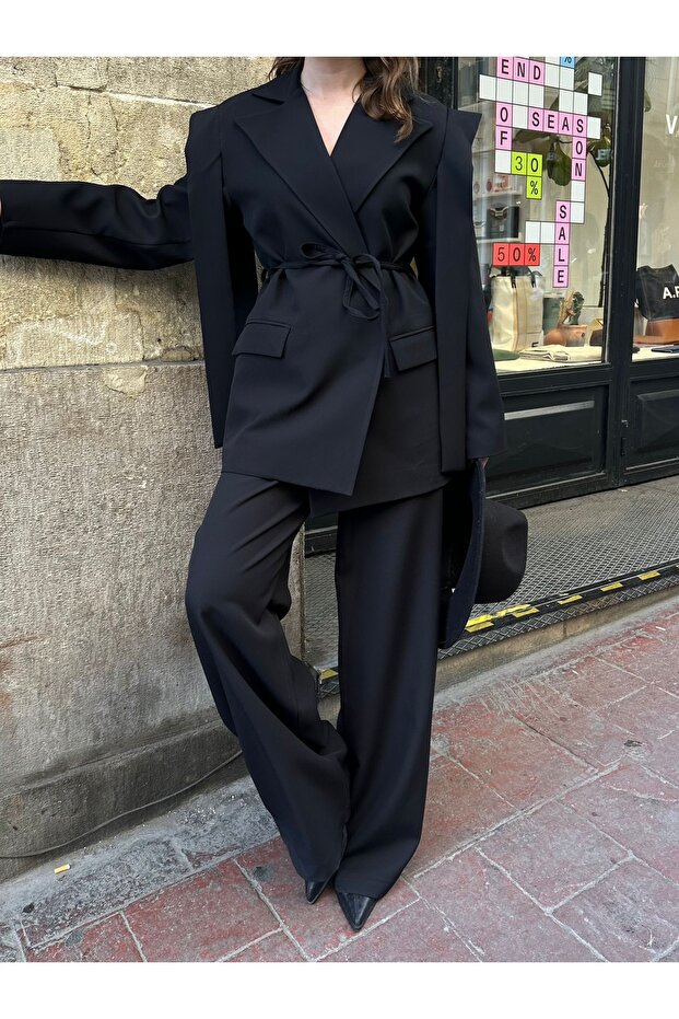 Bağlamalı Blazer Ceket - 4