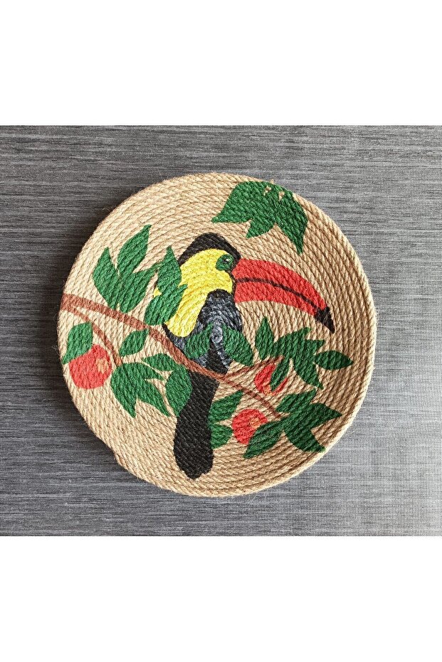 El Yapımı Afrikan Tabak Etnik Hasır Tabak Seti Bohem Duvar Dekoru Afrika Tabak - 5