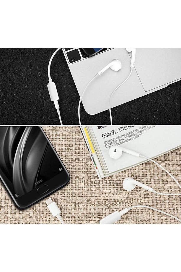 Tip C kulaklık 3,5 mm dönüştürücü Jack Kulaklık AUX Kablo TYPE-C Konektör Apple ve Android Uyumlu - 4