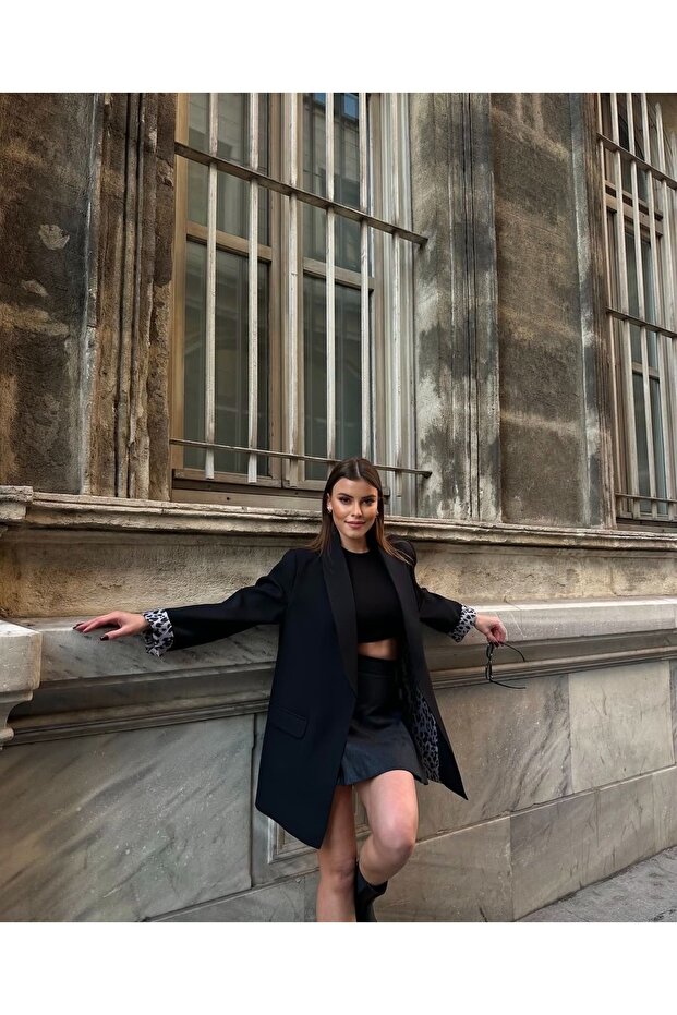 Leopard Lined Blazer Jacket - 4