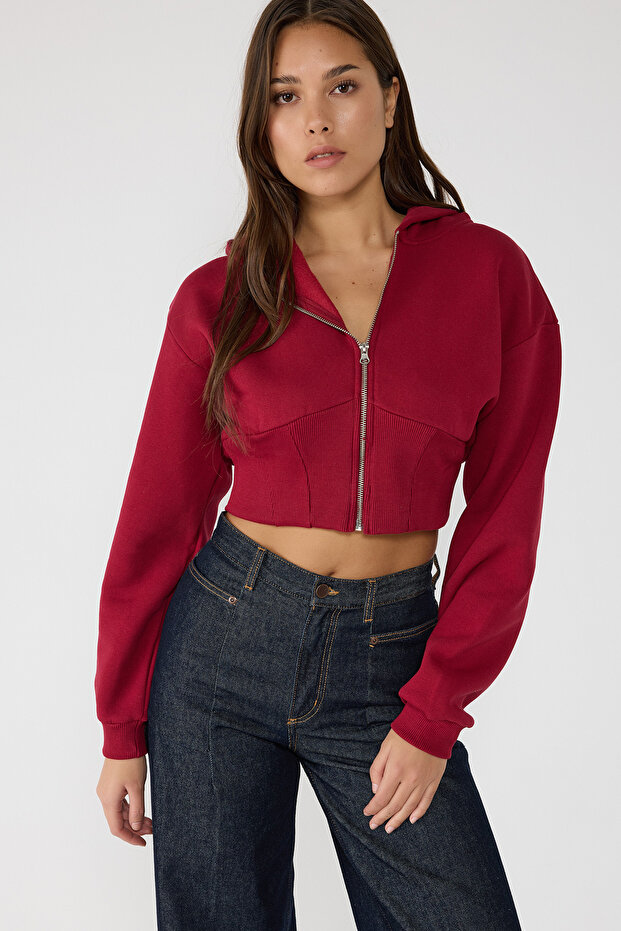 Zippered Hooded Sweatshirt