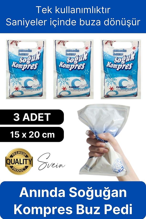 3 Adet Tek Kullanımlık Anında Hazır Soğuk Kompres Ped Buz Torbası Acil İlk Yardım Paketi Terapi - 1