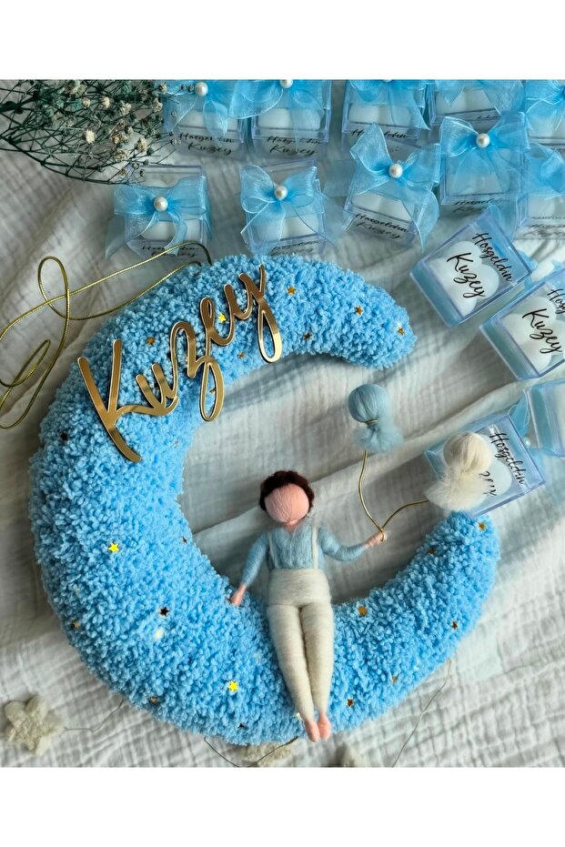 Keçe bebek kapı süsü, ay kapı süsü, peri bebek - 3