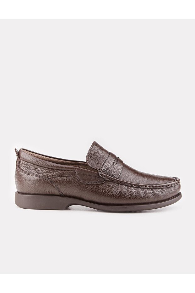 Genuine Leather Brown Fur Men's Loafer Casual Shoes