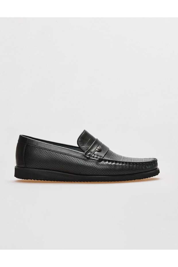 Genuine Leather Black Belt Detailed Men's Casual Shoes