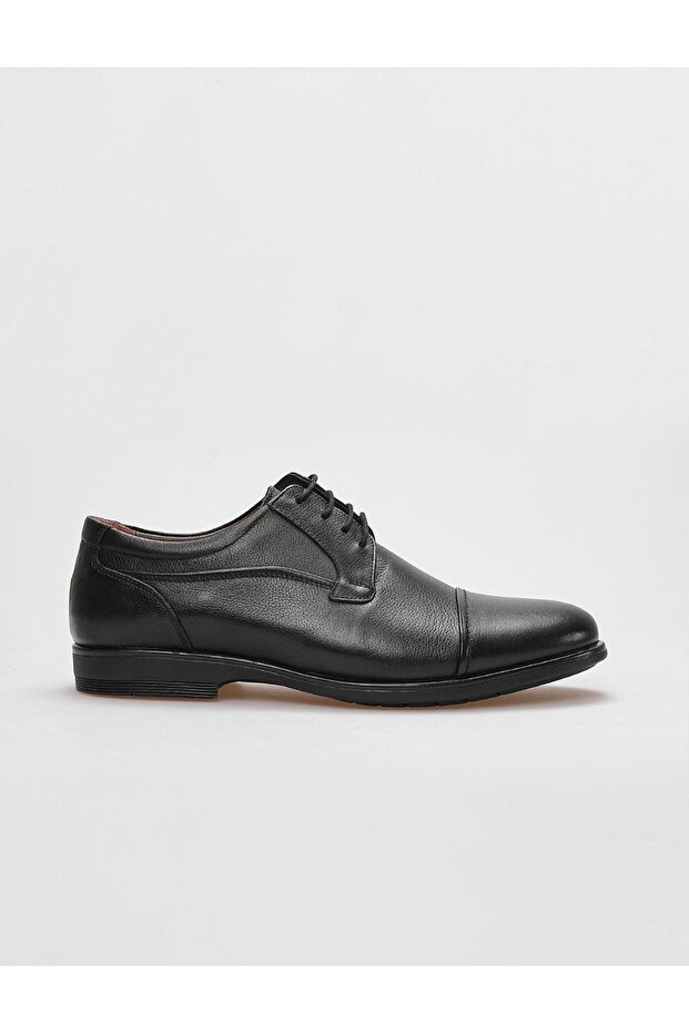 Genuine Leather Black Lace-Up Men's Casual Shoes