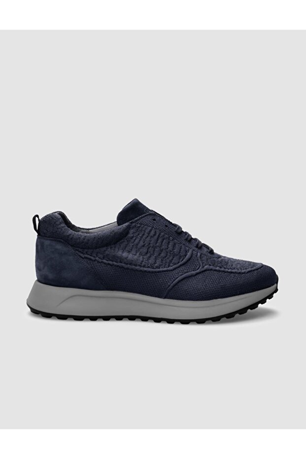 Knitwear Navy Blue Lace-Up Men's Sports Shoes