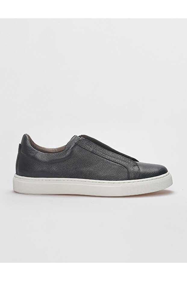 Genuine Leather Navy Blue Elastic Men's Sports Shoes
