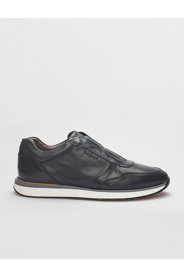 Genuine Leather Navy Blue Men's Sports Shoes