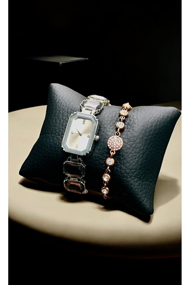 Bileklik + Taş Model Kadın Kol Saati - 3