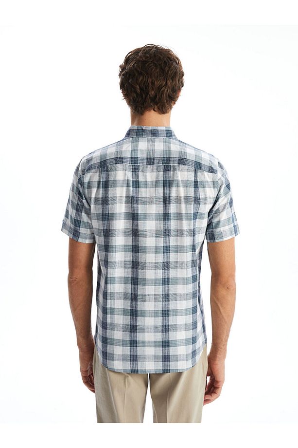 LCWAIKIKI Classic Regular Fit Kısa Kollu Ekose Poplin Erkek Gömlek - 4