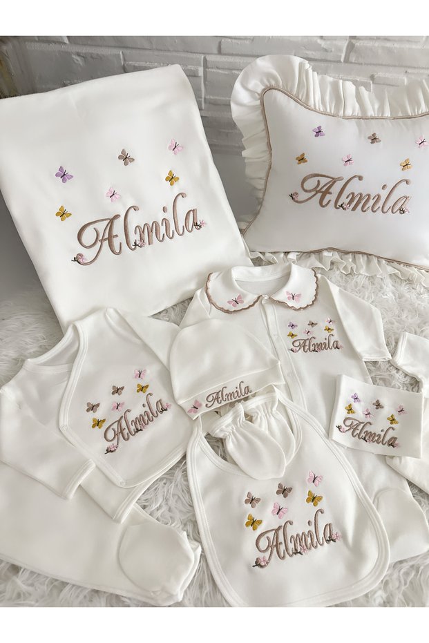 Butterfly Embroidered Baby Girl Hospital Kit