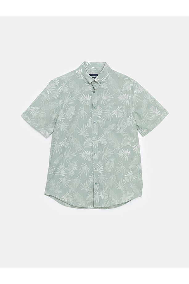 LCWAIKIKI Classic Regular Fit Kısa Kollu Desenli Poplin Erkek Gömlek - 5