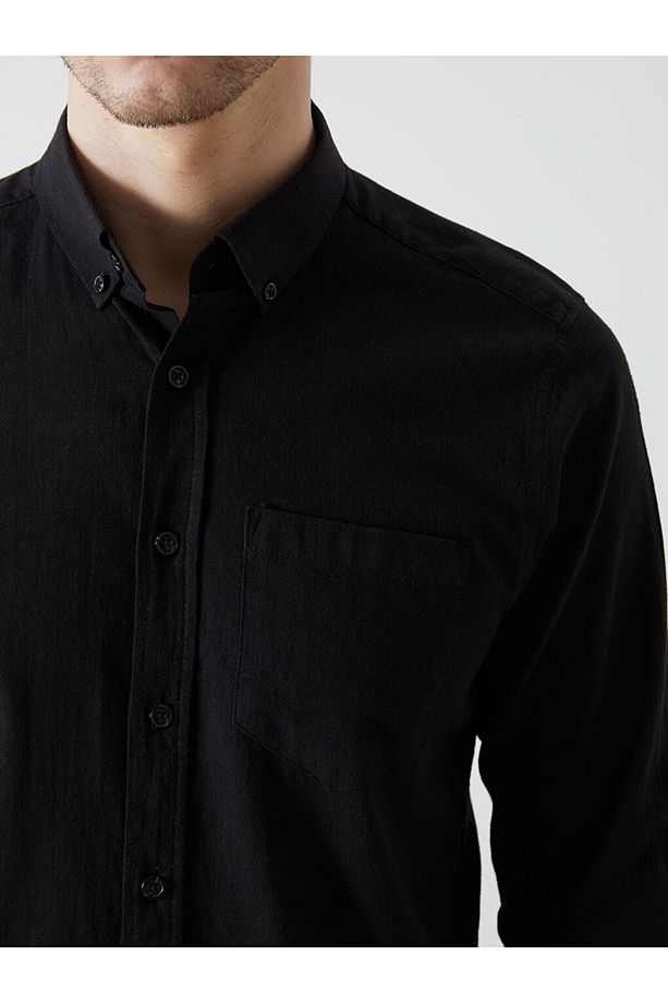LCWAIKIKI Classic Regular Fit Uzun Kollu Keten Karışımlı Erkek Gömlek - 3