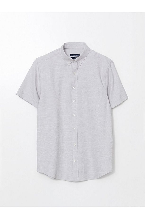 LCWAIKIKI Classic Regular Fit Kısa Kollu Armürlü Erkek Gömlek - 5