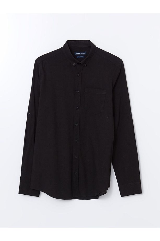 LCWAIKIKI Classic Regular Fit Uzun Kollu Keten Karışımlı Erkek Gömlek - 6