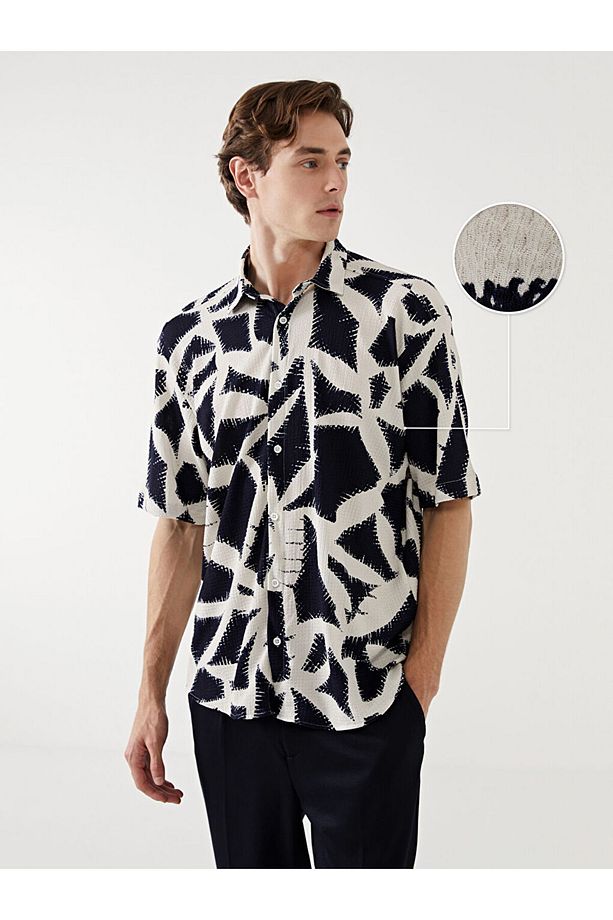 LCW Vision Regular Fit Kısa Kollu Desenli Erkek Gömlek - 1