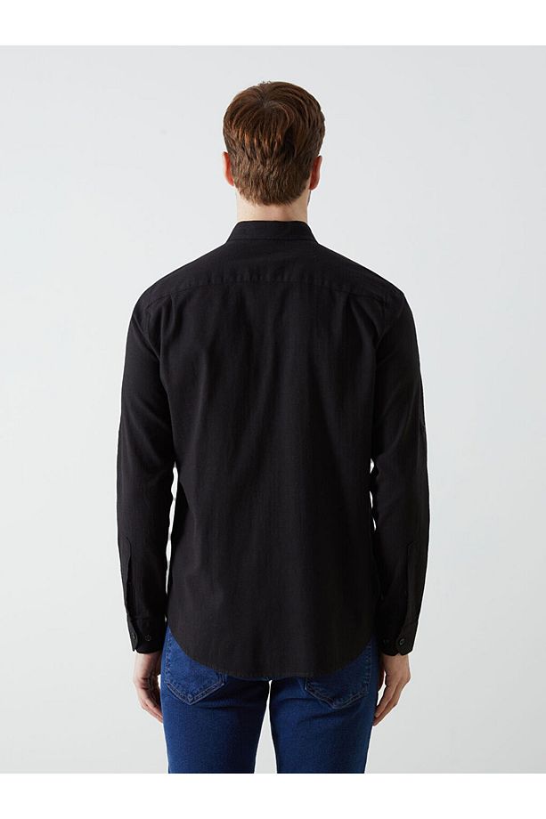 LCWAIKIKI Classic Regular Fit Uzun Kollu Keten Karışımlı Erkek Gömlek - 5