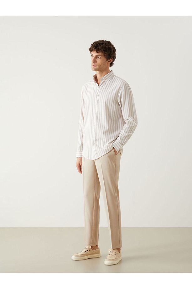 LCW Vision Regular Fit Uzun Kollu Çizgili Poplin Erkek Gömlek - 2