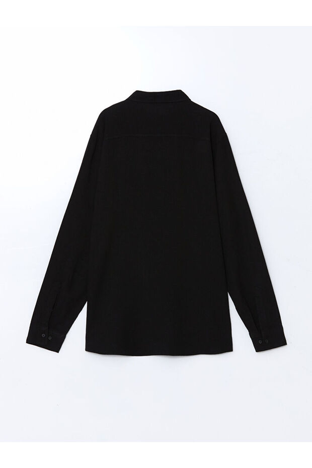 LCW Slim Fit Uzun Kollu Keten Karışımlı Erkek Gömlek - 6
