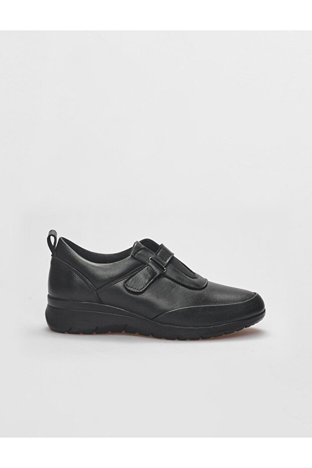 Genuine Leather Black Velcro Closure Women's Comfort Shoes