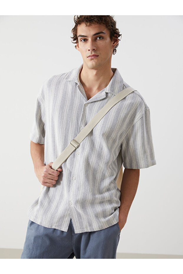 XSIDE Regular Fit Short Sleeve Striped Men's Shirt