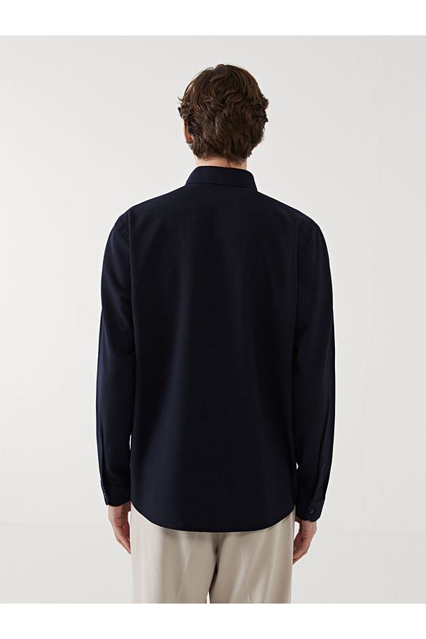 LCW Vision Slim Fit Uzun Kollu Armürlü Erkek Gömlek - 4