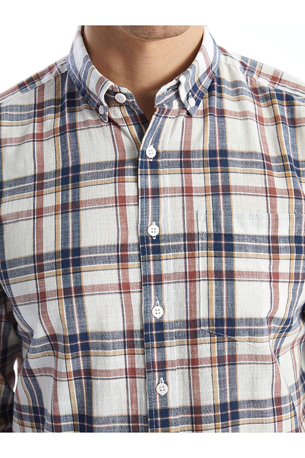 LCWAIKIKI Classic Regular Fit Uzun Kollu Ekose Poplin Erkek Gömlek - 3